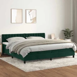 Discount vidaXL Ramsäng med madrass 200x200 cm sammet Mörkgrön