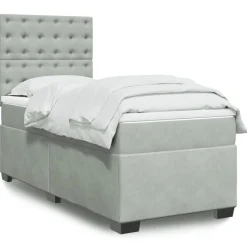 Discount vidaXL Ramsäng med madrass 80x200 cm sammet Ljusgrå