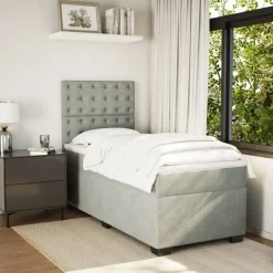 Discount vidaXL Ramsäng med madrass 80x200 cm sammet Ljusgrå