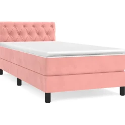 vidaXL Ramsäng med madrass rosa 80x200 cm sammet