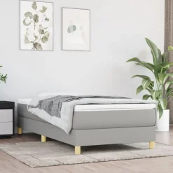 Outlet vidaXL Ramsäng med madrass 80x200 cm tyg Ljusgrå
