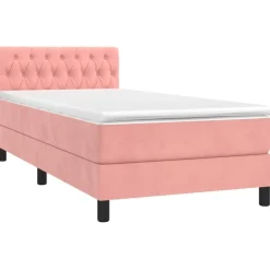 vidaXL Ramsäng med madrass rosa 90x200 cm sammet
