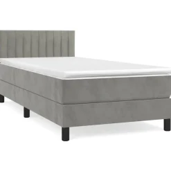 Sale vidaXL Ramsäng med madrass 80x200 cm sammet Ljusgrå