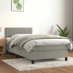Sale vidaXL Ramsäng med madrass 80x200 cm sammet Ljusgrå