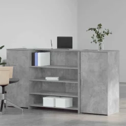 vidaXL Receptionsdisk betonggrå 200x50x103,5 cm konstruerat trä