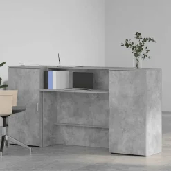 vidaXL Receptionsdisk betonggrå 200x50x103,5 cm konstruerat trä