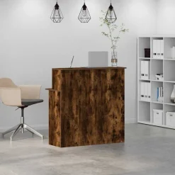 vidaXL Receptionsdisk rökfärgad ek 100x50x103,5 cm konstruerat trä