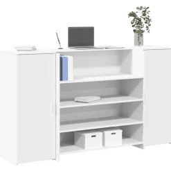 vidaXL Receptionsdisk vit 180x50x103,5 cm konstruerat trä