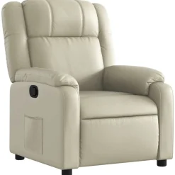 vidaXL Reclinerfåtölj gräddvit konstläder