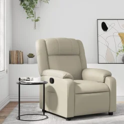 vidaXL Reclinerfåtölj gräddvit konstläder