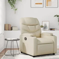 vidaXL Reclinerfåtölj gräddvit konstläder