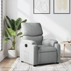 Best vidaXL Reclinerfåtölj tyg Ljusgrå