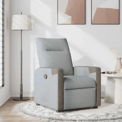 New vidaXL Reclinerfåtölj tyg Ljusgrå