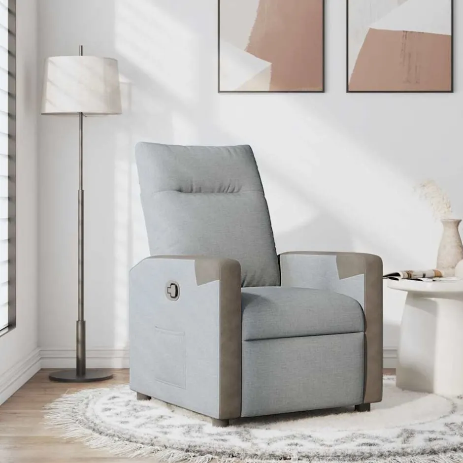 New vidaXL Reclinerfåtölj tyg Ljusgrå