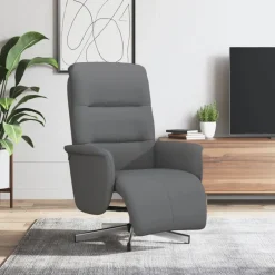 Hot vidaXL Reclinerfåtölj med fotstöd tyg Mörkgrå