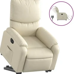 Hot vidaXL Reclinerfåtölj med uppresningshjälp gräddvit konstläder Kräm