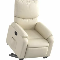Hot vidaXL Reclinerfåtölj med uppresningshjälp gräddvit konstläder Kräm