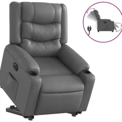 vidaXL Reclinerfåtölj med uppresningshjälp konstläder Grå