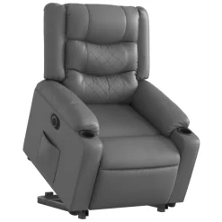 vidaXL Reclinerfåtölj med uppresningshjälp konstläder Grå
