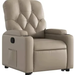 vidaXL Reclinerfåtölj med uppresningshjälp cappuccino konstläder