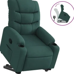 vidaXL Reclinerfåtölj med uppresningshjälp mörkgrön tyg