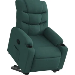 vidaXL Reclinerfåtölj med uppresningshjälp mörkgrön tyg