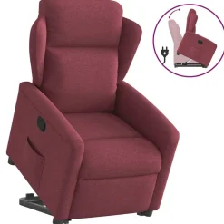 Best vidaXL Reclinerfåtölj med uppresningshjälp tyg Vinröd