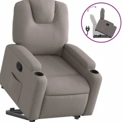 vidaXL Reclinerfåtölj med uppresningshjälp taupe tyg