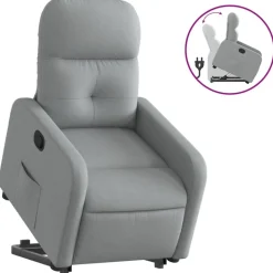 vidaXL Reclinerfåtölj med uppresningshjälp ljusgrå tyg