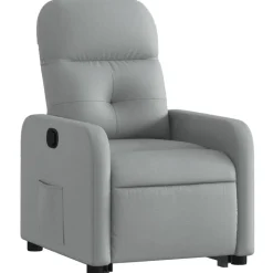 vidaXL Reclinerfåtölj med uppresningshjälp ljusgrå tyg