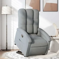 New vidaXL Reclinerfåtölj med uppresningshjälp tyg Ljusgrå