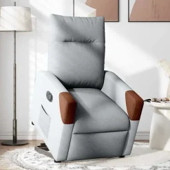 vidaXL Reclinerfåtölj med uppresningshjälp ljusgrå tyg