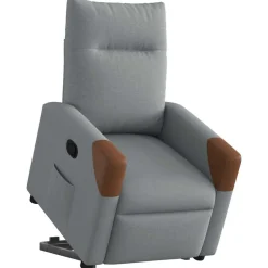 vidaXL Reclinerfåtölj med uppresningshjälp ljusgrå tyg