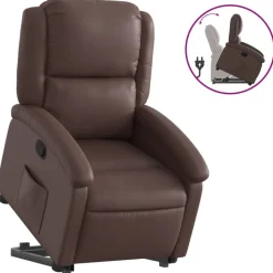 vidaXL Reclinerfåtölj med uppresningshjälp brun konstläder