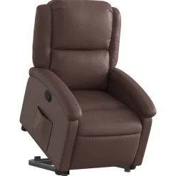 vidaXL Reclinerfåtölj med uppresningshjälp brun konstläder