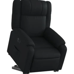 vidaXL Reclinerfåtölj med uppresningshjälp svart konstläder