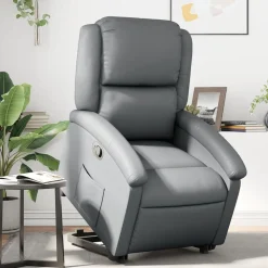 vidaXL Reclinerfåtölj med uppresningshjälp grå konstläder