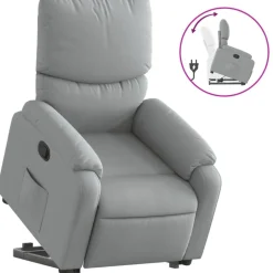 Online vidaXL Reclinerfåtölj med uppresningshjälp tyg Ljusgrå