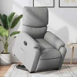 Online vidaXL Reclinerfåtölj med uppresningshjälp tyg Ljusgrå