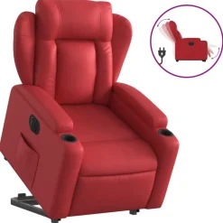 vidaXL Reclinerfåtölj med uppresningshjälp röd konstläder