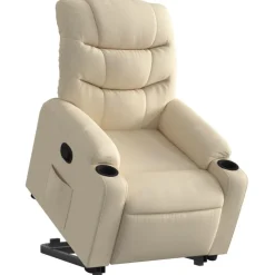 vidaXL Reclinerfåtölj med uppresningshjälp gräddvit tyg