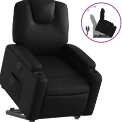 vidaXL Reclinerfåtölj med uppresningshjälp svart konstläder