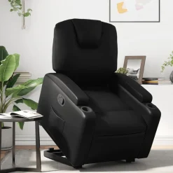 vidaXL Reclinerfåtölj med uppresningshjälp svart konstläder