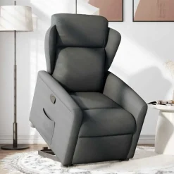 Outlet vidaXL Reclinerfåtölj med uppresningshjälp tyg Mörkgrå