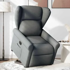 vidaXL Reclinerfåtölj med uppresningshjälp mörkgrå tyg