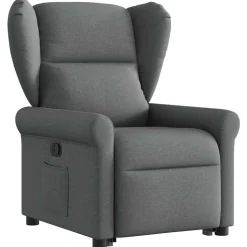 vidaXL Reclinerfåtölj med uppresningshjälp mörkgrå tyg