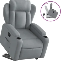 vidaXL Reclinerfåtölj med uppresningshjälp tyg Ljusgrå
