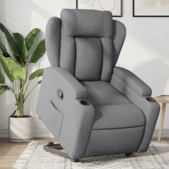 vidaXL Reclinerfåtölj med uppresningshjälp tyg Ljusgrå