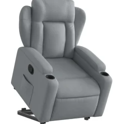 vidaXL Reclinerfåtölj med uppresningshjälp tyg Ljusgrå