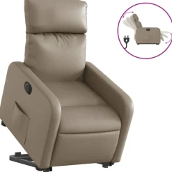 Clearance vidaXL Reclinerfåtölj med uppresningshjälp konstläder Cappuccino